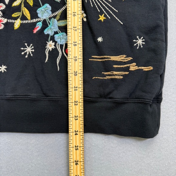 Johnny Was J19522-2 Black Embroidered Celestial Floral Sweatshirt Womens Small - Picture 5 of 9